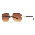 Modische randlose Sonnenbrille mit braunem Verlauf und goldenem Doppelsteg-Metallrahmen - Goldener Rahmen Verlaufs-Tee-Gläser