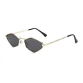 Lunettes de soleil polygonales modernes avec monture dorée hexagonale et verres noirs - Monture Dorée Verres Gris
