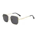 Klassieke vierkante metalen zonnebril met donkere glazen en gouden montuur trend - Gouden Frame Grijze Lens