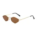 Lunettes de soleil hexagonales en métal doré avec verres marron foncé sur fond blanc - Monture Dorée Verres Ambrés