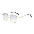 Classic square metal sunglasses with gold frames and gradient blue lenses for men - Gold Frame Blue Tea Lens