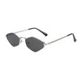 Lunettes de soleil polygonales avec monture en métal argenté et verres gris foncé tendance - Monture Argent Verres Gris