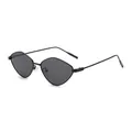 Gafas de sol geométricas de metal para mujer con lentes grises y montura negra - Montura Negra Lente Gris