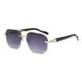 Modische Metall-Sonnenbrille mit lila Verlaufsgläsern und goldenem Doppelstegrahmen - Goldener Rahmen Grau Verlauf