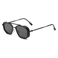 Matte black steampunk sunglasses with side shields and dark grey polarized lenses - Black Frame Grey Lens