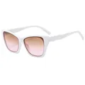 Lunettes de soleil œil-de-chat avec monture blanche et verres dégradés rose - Monture Blanche Verres Thé Rose