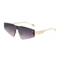Fashion rimless shield sunglasses with gradient lenses and hollow metal temples - Gold Frame Gray Pink Lens