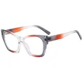 Lunettes œil de chat avec monture dégradée gris et orange transparent, M6208 - Monture Gris Orange Verres Transparents