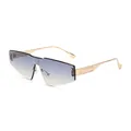 Frameless oversized sunglasses with blue and yellow gradient lenses and gold metal temples - Gold Frame Blue Tea Lens
