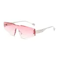 Frameless rimless sunglasses with pink gradient lenses and silver metal temples - Golden Frame / Double Pink Lens