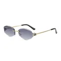 Fashionable rimless geometric sunglasses with gradient lenses and gold metal frame - Gold Frame Gradient Gray Lens