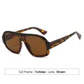 Modische quadratische Sonnenbrille in Schildpatt-Optik mit braunen Gläsern und UV-Schutz - Schildpatt Rahmen Tee Gläser