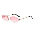 Frameless rimless sunglasses with pink gradient lenses and gold metal frames - Golden Frame / Double Pink Lens