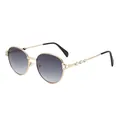 Gafas de sol redondas de metal dorado con lentes grises degradadas y cristales - Montura Dorada Doble Gris