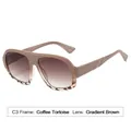 Quadratische Mode-Sonnenbrille mit Schildpatt-Rahmen und braunen Verlaufsgläsern - Kaffee Schildpatt Verlauf Braune Linse