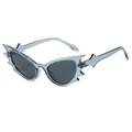 Occhiali da sole cat-eye blu a forma di ala di pipistrello per feste e festival - Montatura Blu Grigio Lenti Grigie