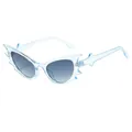 Occhiali da sole hip hop azzurro chiaro a forma di pipistrello con montatura trasparente - Montatura Blu Lenti Blu Sfumate