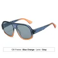 Occhiali da sole squadrati con montatura sfumata blu-arancione e lenti grigie - Sfumato Blu Arancione Lente Grigio