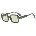 Retro square sunglasses with translucent dark green frame and pale green lenses - Sand Green Frame Green Lens