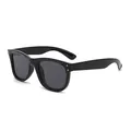 Fashionable leopard print frame sunglasses with UV protection and silver rivet detail - C1 Black Frame / Black Lens