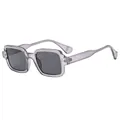 Retro square frame sunglasses for women in light purple with dark grey UV lenses - Transparent Gray Frame Black Gray Lens