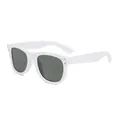 Chic leopard print sunglasses with thick white frames and dark grey UV protection lenses - C5 White Frame / Dark Green Lens