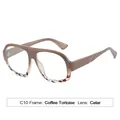Occhiali da sole quadrati oversize vintage tartarugati caffè con lenti chiare C10 - Tartarugato Caffè Lente Trasparente