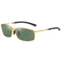Polarized square frame sunglasses for men with golden metal frame and green lenses - Gold Frame Dark Green Lenses