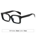 Classic square black thick frame glasses with clear lenses in a minimalist style - Black Frame Clear Lens