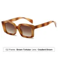 Retro square frame sunglasses in brown tortoise finish with gradient brown lenses - Brown Tortoise Gradient Brown