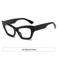 Fashionable cat eye sunglasses in C8 black frame with clear lenses for a trendy look - Black Frame Anti-Blue Light