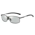 Men's rectangular gunmetal polarising sunglasses with comfortable non-slip temples - Gunmetal Frame Photochromic Lens