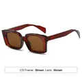 Square retro sunglasses with transparent brown frame and brown lenses, model ZA1-1507SR - Tea Frame Tea Lens
