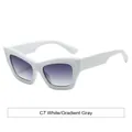 Cat eye fashion sunglasses in white frame with gradient gray lenses for women - White Frame Gradient Grey