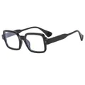 Vintage retro square sunglasses with thick black glossy frames and UV protection - Glossy Black Frame Clear Anti-blue Light
