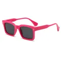 Fashionable magenta square frame sunglasses with dark grey lenses and gold diamond accents - Rose Red Grey