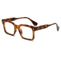 Lunettes de soleil carrées épaisses en écaille avec rivets métalliques flèches dorées - Écaille Anti-Lumière Bleue