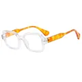 Retro square sunglasses with transparent frames and stylish tortoiseshell temples - Transparent Frame Tortoiseshell Temple Clear Anti-blue Light
