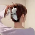 Elegant white feather bow hair claw clip with crystal center for women's hairstyling - White Feather