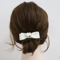 Lazo para el pelo de lentejuelas blancas con diamantes de corazón y perla elegante - Lazo de Strass Blanco / Blanco