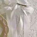 Elegant white satin ribbon bow hair clip with silver metal alligator clamp for women - Hair Clip / White