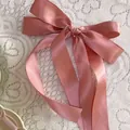 Elegant dusty pink satin bow hair tie with long ribbons for balletcore hairstyles - Hair Clip / Lotus root pink