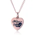 Rose gold heart pendant necklace engraved with Always in my heart on white background - Rose Gold