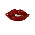 Spilla labbra in strass rossi con finitura in metallo dorato per accessori donna - Rosso