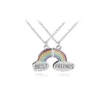 Regenbogen Best Friends Halskette Set mit bunten Emaille Wolken und Goldfinish - Regenbogenbrücke Wolke (A2197)