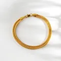 Detailed view of a shiny gold wheat chain bracelet with a secure lobster clasp - Gold