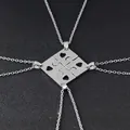 Puzzleteil-Halskette Set für vier beste Freunde mit hohlen Herz-Anhängern in Silber - Puzzle Herz Hohl Stil / Silber