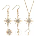 Luxurious gold-plated starburst jewelry set with sparkling rhinestones and matching earrings - Necklace and Earring Set / Gold