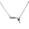 Collier élégant doté de pendentifs originaux en forme de bouteille et verre de vin - Argent