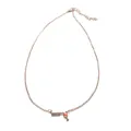 Collier en or rose avec pendentif bouteille de vin et verre aux détails émaillés rouges - Or rose